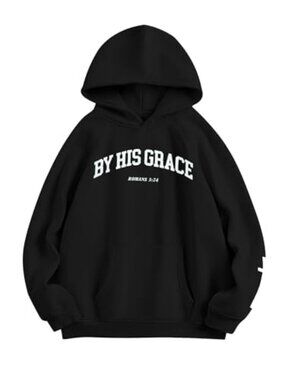 Christian Sweatshirt By His Grace Letter Print Hoodie Christian Religious Saying
